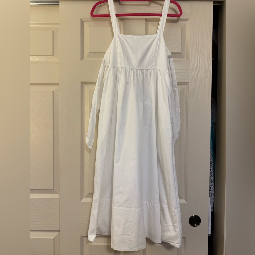 Banana Republic White Empire Waist Midi Dress with Tie Vack